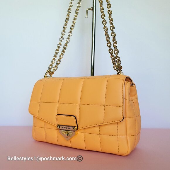 MICHAEL KORS Soho Quilted Smooth Leather Shoulder Bag- Cantaloupe color ⭐ - Picture 4 of 16